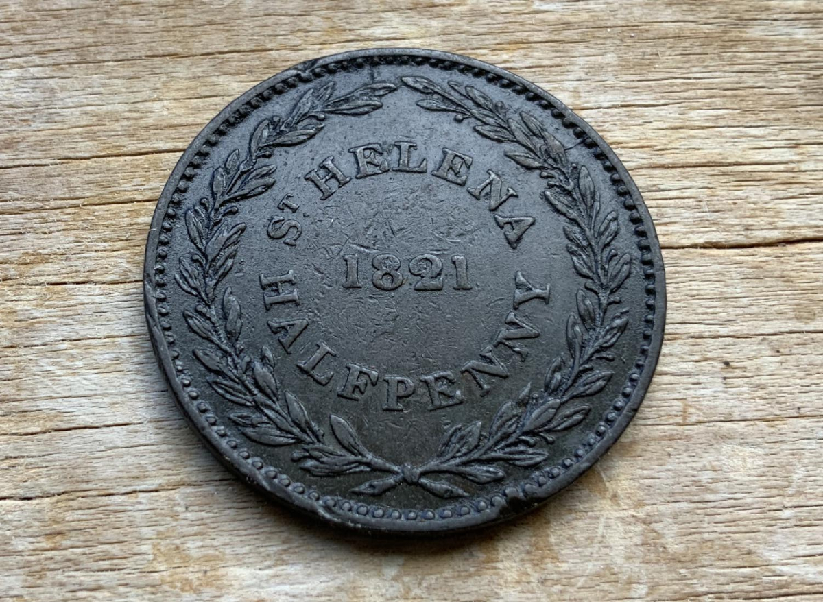 1821 British East India Company St Helena half Penny coin C295